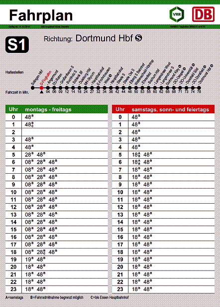 Fahrplan S1 Dsseldorf Flughafen